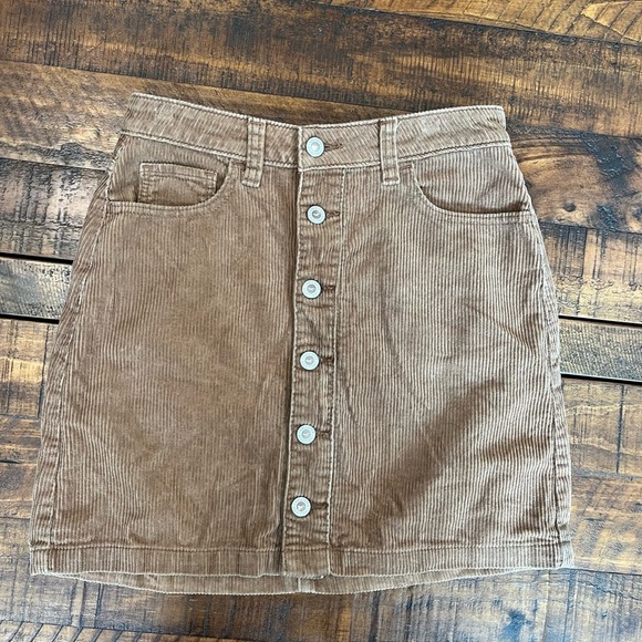 Hollister Brown Corduroy Button-Up Mini Skirt - Picture 1 of 3